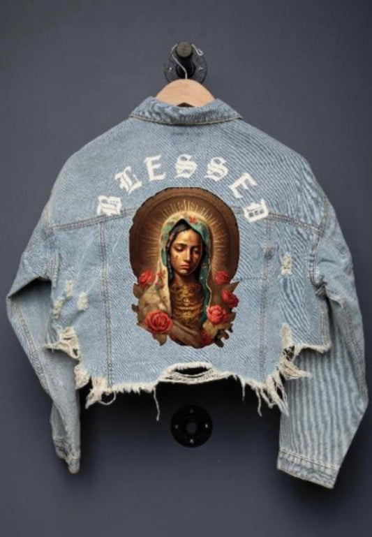 Always Blessed Denim Crop Jacket - Denim Blue