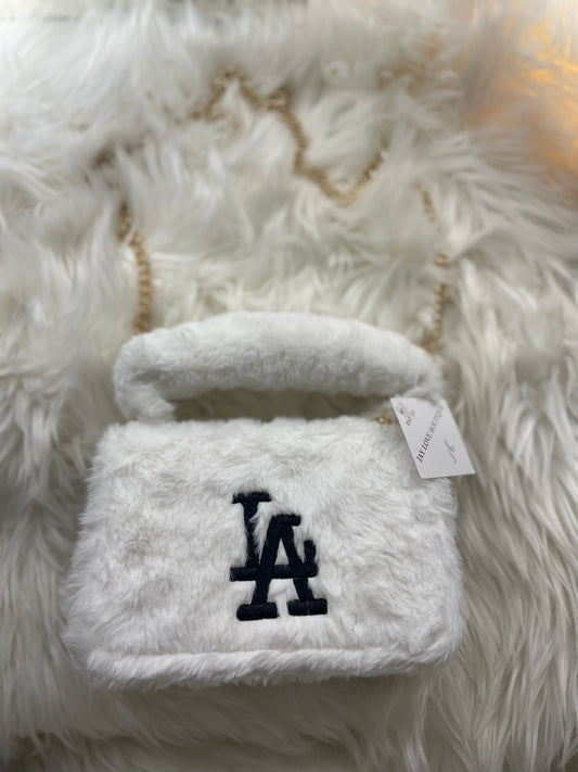 Los Angeles Fuzzy Purse- White